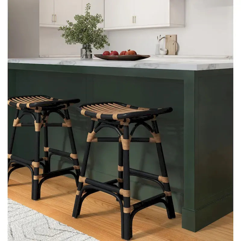 Tabouret de comptoir en rotin Damara