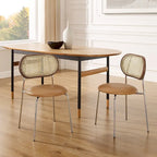 Chaises de salle à manger rembourrées en similicuir et cannage Art Leon (lot de 2)