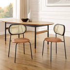 Chaises de salle à manger rembourrées en similicuir et cannage Art Leon (lot de 2)
