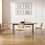 Chaises de salle à manger rembourrées en similicuir et cannage Art Leon (lot de 2)
