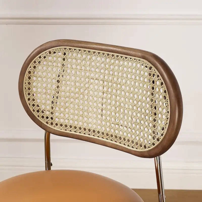 Chaises de salle à manger rembourrées en similicuir et cannage Art Leon (lot de 2)
