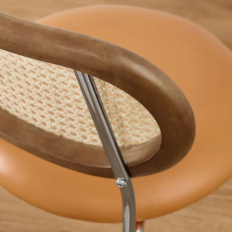 Chaises de salle à manger rembourrées en similicuir et cannage Art Leon (lot de 2)