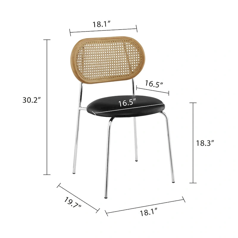 Chaises de salle à manger rembourrées en similicuir et cannage Art Leon (lot de 2)