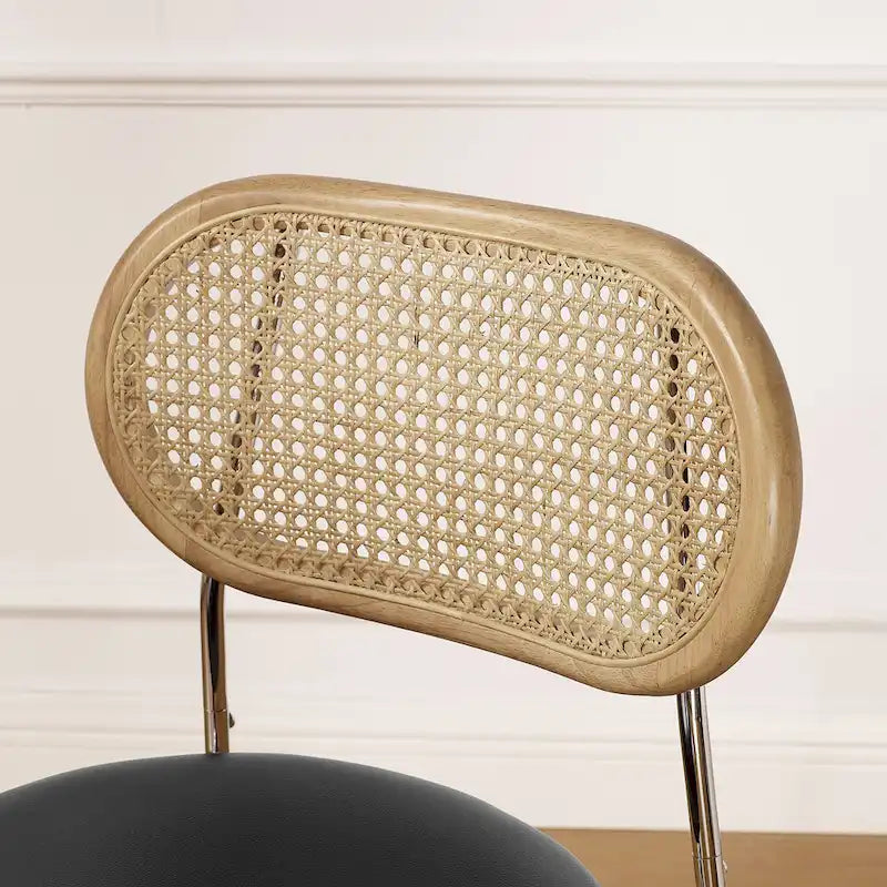 Chaises de salle à manger rembourrées en similicuir et cannage Art Leon (lot de 2)