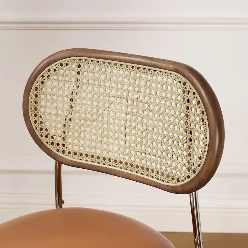 Chaises de salle à manger rembourrées en similicuir et cannage Art Leon (lot de 2)
