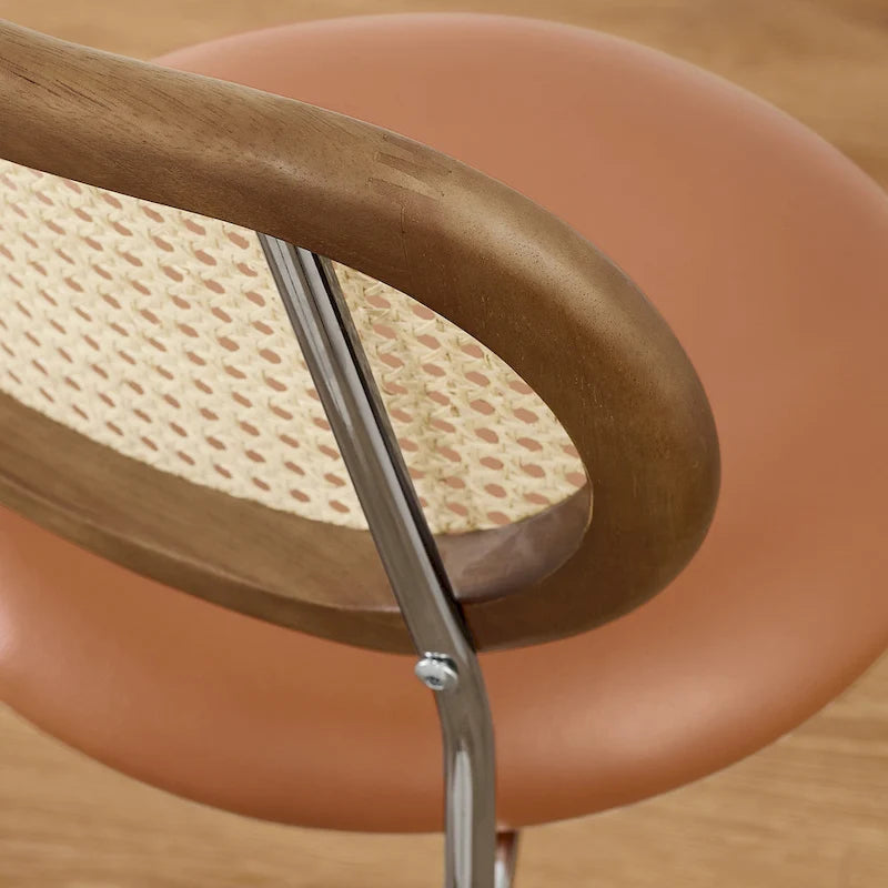 Chaises de salle à manger rembourrées en similicuir et cannage Art Leon (lot de 2)