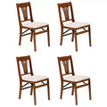 MECO Stakmore Urn Premium Solid Wood Dining Table Folding Chair Set with Fabric Padded Upholstered Seat, 4 Pack, Fruitwood/Blush