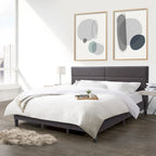 CorLiving Bellevue Dark Grey Upholstered Panel Bed, King
