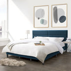 CorLiving Bellevue Dark Grey Upholstered Panel Bed, King