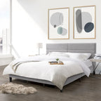 CorLiving Bellevue Dark Grey Upholstered Panel Bed, King