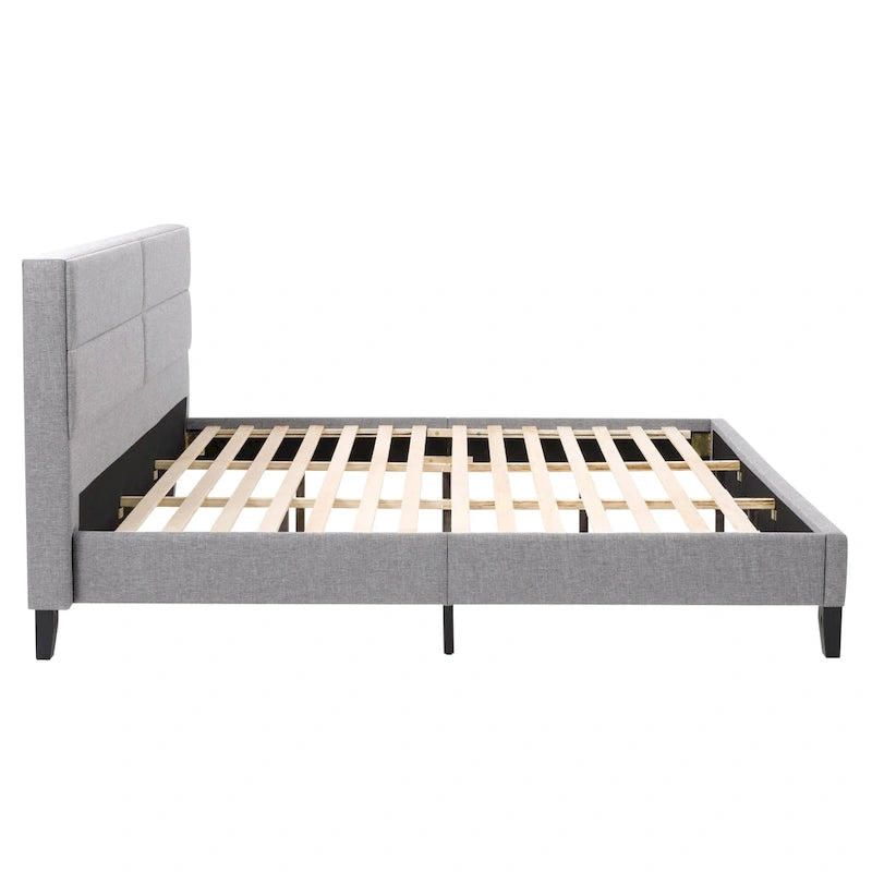CorLiving Bellevue Dark Grey Upholstered Panel Bed, King