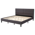 CorLiving Bellevue Dark Grey Upholstered Panel Bed, King