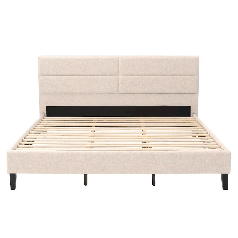 CorLiving Bellevue Dark Grey Upholstered Panel Bed, King