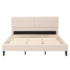 CorLiving Bellevue Dark Grey Upholstered Panel Bed, King
