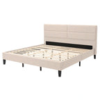 CorLiving Bellevue Dark Grey Upholstered Panel Bed, King