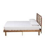 Lucine Mid-Century Modern Ash Walnut Finished Wood Platform Bed