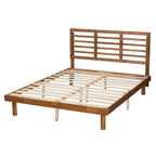 Lucine Mid-Century Modern Ash Walnut Finished Wood Platform Bed