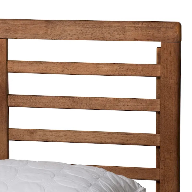 Lucine Mid-Century Modern Ash Walnut Finished Wood Platform Bed