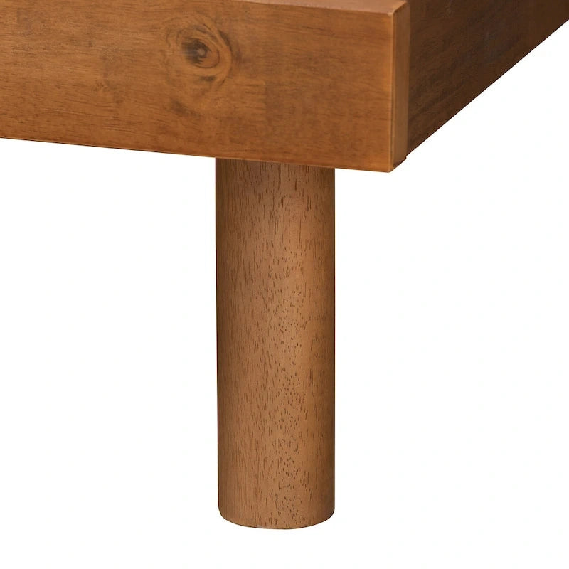 Lucine Mid-Century Modern Ash Walnut Finished Wood Platform Bed