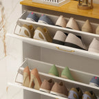 24-Pair Shoe Storage Cabinet with 3 Flip Drawers White by Kerrogee