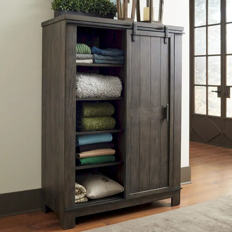 Thornwood Hills Rock Beaten Grey Sliding Door Chest