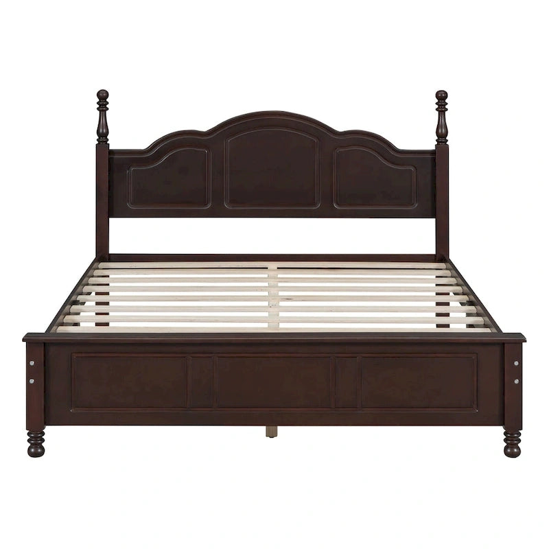 VIENO HOME Cadre de lit plateforme rétro en bois Queen/Grand Lit avec support à lattes en bois, pas besoin de sommier tapissier
