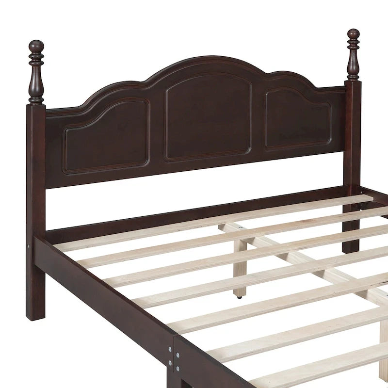 VIENO HOME Cadre de lit plateforme rétro en bois Queen/Grand Lit avec support à lattes en bois, pas besoin de sommier tapissier