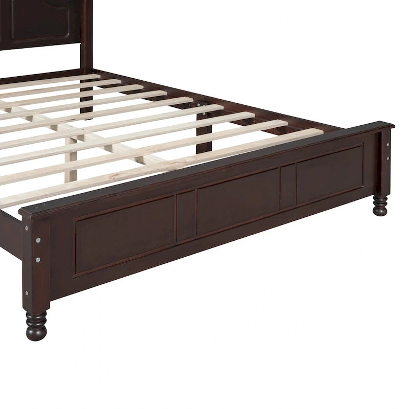 VIENO HOME Cadre de lit plateforme rétro en bois Queen/Grand Lit avec support à lattes en bois, pas besoin de sommier tapissier