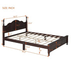 VIENO HOME Cadre de lit plateforme rétro en bois Queen/Grand Lit avec support à lattes en bois, pas besoin de sommier tapissier