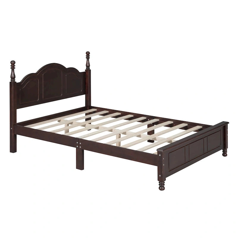 VIENO HOME Cadre de lit plateforme rétro en bois Queen/Grand Lit avec support à lattes en bois, pas besoin de sommier tapissier