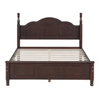 VIENO HOME Cadre de lit plateforme rétro en bois Queen/Grand Lit avec support à lattes en bois, pas besoin de sommier tapissier