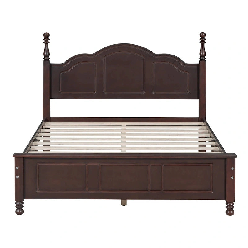 VIENO HOME Cadre de lit plateforme rétro en bois Queen/Grand Lit avec support à lattes en bois, pas besoin de sommier tapissier