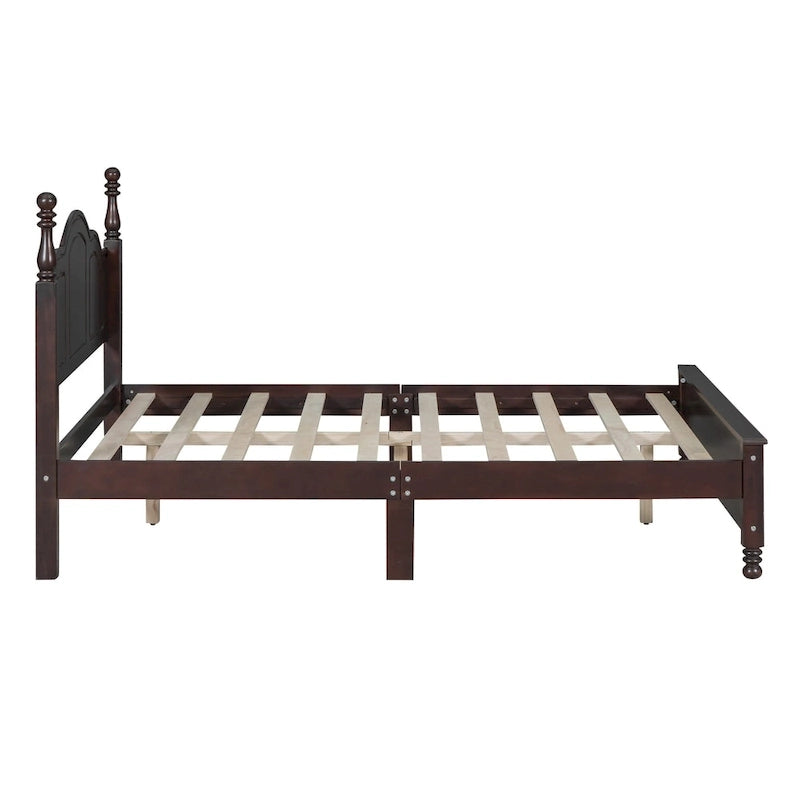 VIENO HOME Cadre de lit plateforme rétro en bois Queen/Grand Lit avec support à lattes en bois, pas besoin de sommier tapissier