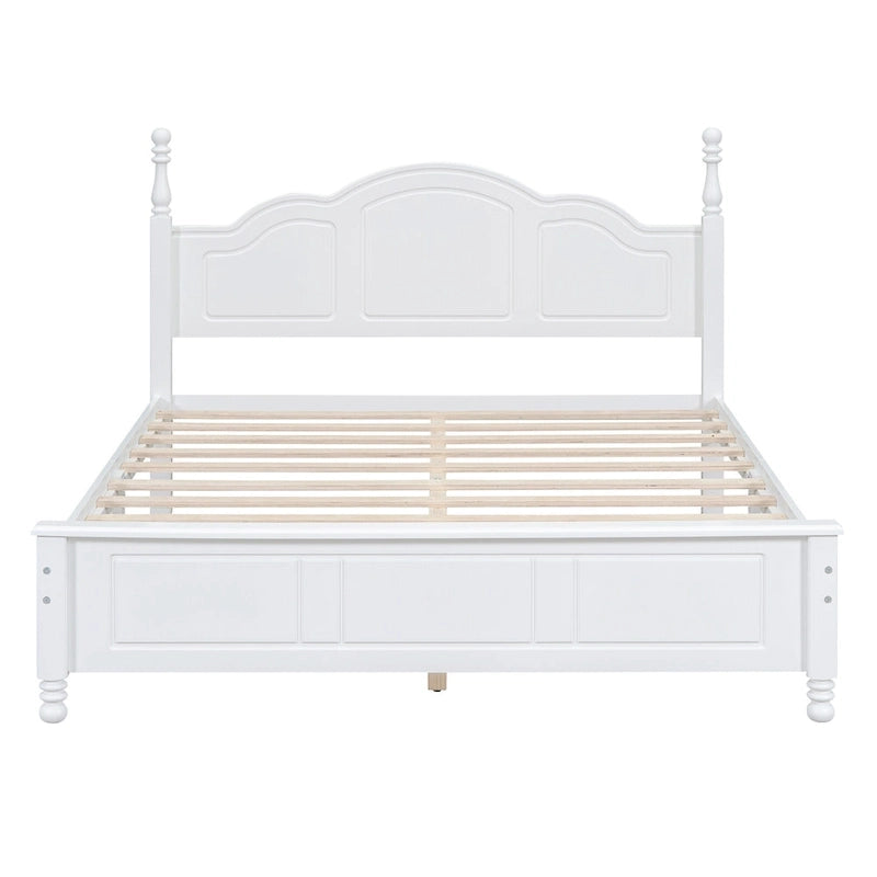 VIENO HOME Cadre de lit plateforme rétro en bois Queen/Grand Lit avec support à lattes en bois, pas besoin de sommier tapissier