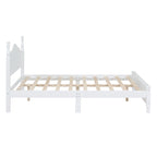 VIENO HOME Cadre de lit plateforme rétro en bois Queen/Grand Lit avec support à lattes en bois, pas besoin de sommier tapissier