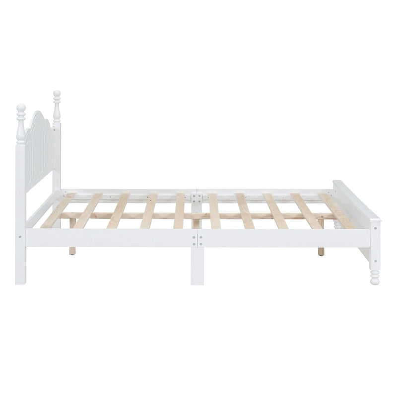 VIENO HOME Cadre de lit plateforme rétro en bois Queen/Grand Lit avec support à lattes en bois, pas besoin de sommier tapissier