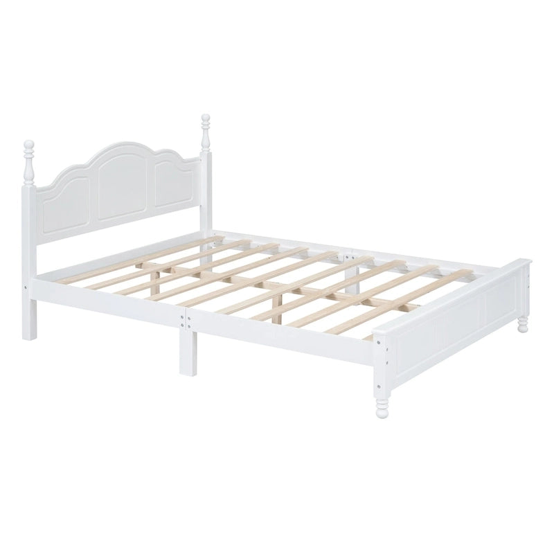 VIENO HOME Cadre de lit plateforme rétro en bois Queen/Grand Lit avec support à lattes en bois, pas besoin de sommier tapissier