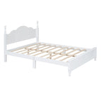 VIENO HOME Cadre de lit plateforme rétro en bois Queen/Grand Lit avec support à lattes en bois, pas besoin de sommier tapissier