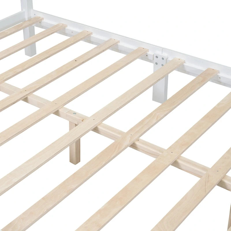 VIENO HOME Cadre de lit plateforme rétro en bois Queen/Grand Lit avec support à lattes en bois, pas besoin de sommier tapissier