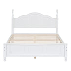 VIENO HOME Cadre de lit plateforme rétro en bois Queen/Grand Lit avec support à lattes en bois, pas besoin de sommier tapissier