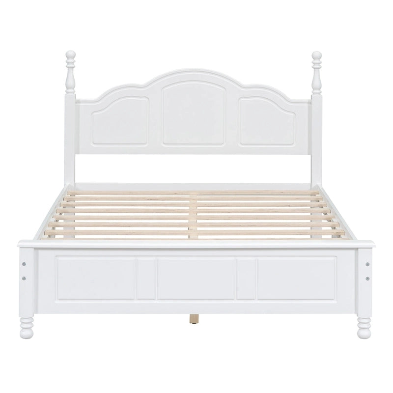 VIENO HOME Cadre de lit plateforme rétro en bois Queen/Grand Lit avec support à lattes en bois, pas besoin de sommier tapissier
