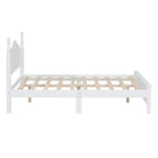 VIENO HOME Cadre de lit plateforme rétro en bois Queen/Grand Lit avec support à lattes en bois, pas besoin de sommier tapissier