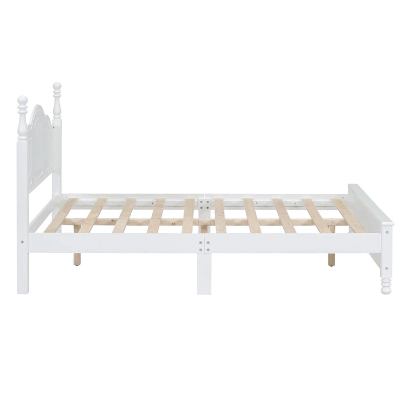 VIENO HOME Cadre de lit plateforme rétro en bois Queen/Grand Lit avec support à lattes en bois, pas besoin de sommier tapissier