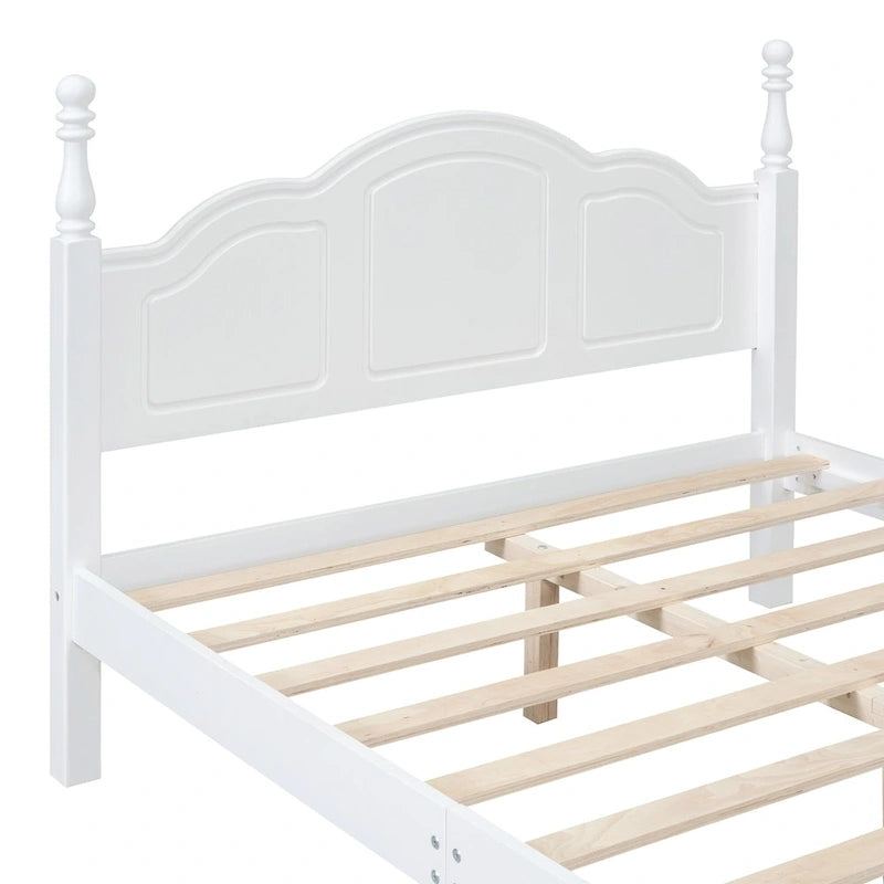 VIENO HOME Cadre de lit plateforme rétro en bois Queen/Grand Lit avec support à lattes en bois, pas besoin de sommier tapissier