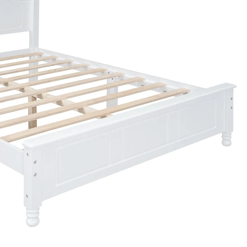 VIENO HOME Cadre de lit plateforme rétro en bois Queen/Grand Lit avec support à lattes en bois, pas besoin de sommier tapissier