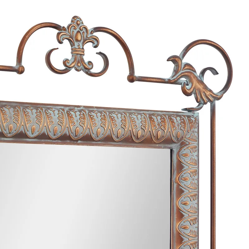 Metal Leaf Console Table with Mirror with Scrolled Legs - Set of 2 Bronze - Roche River Decor - 1W x 23L x 32H