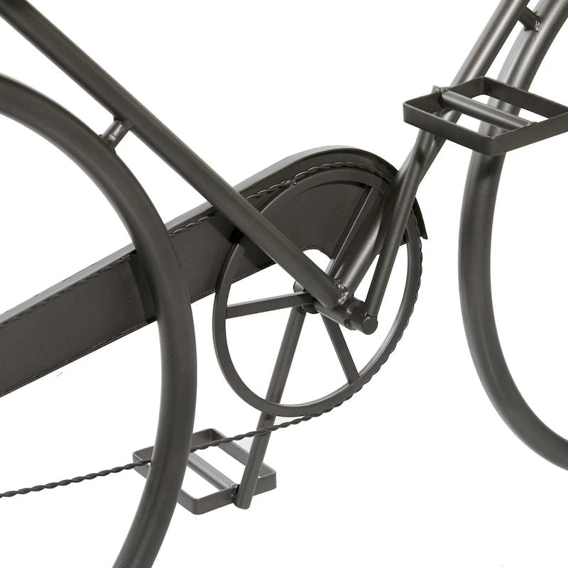 Metal Bike 3 Drawers Console Table with Brown Wood Top - Black - Roche River Decor - 15Wx58Lx34H