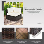 Costway 7PCS Patio Rattan Furniture Set Fire Pit Table Cover Glass Top Cushion Off White\Black\Navy\Red\Turquoise