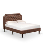 2-Piece King Bedroom set with Bed and Wire Brushed Black End Table - Dark Brown Pu leather and Black Legs (Bed Size Option)