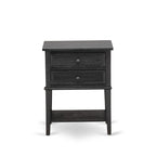 2-Piece King Bedroom set with Bed and Wire Brushed Black End Table - Dark Brown Pu leather and Black Legs (Bed Size Option)